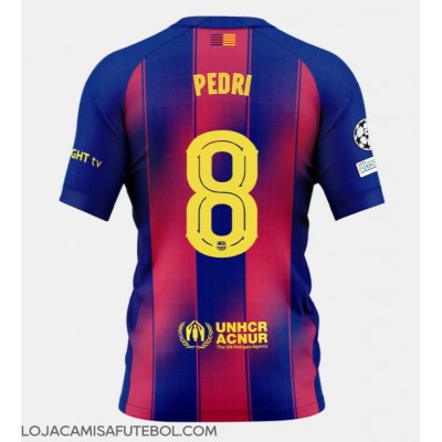 Camisa de Futebol Barcelona Pedri Gonzalez #8 Equipamento Principal 2025-26 Manga Curta Camisa de Futebol Barcelona Pedri Gonzalez #8 Equipamento Principal 2025-26 Manga Curta